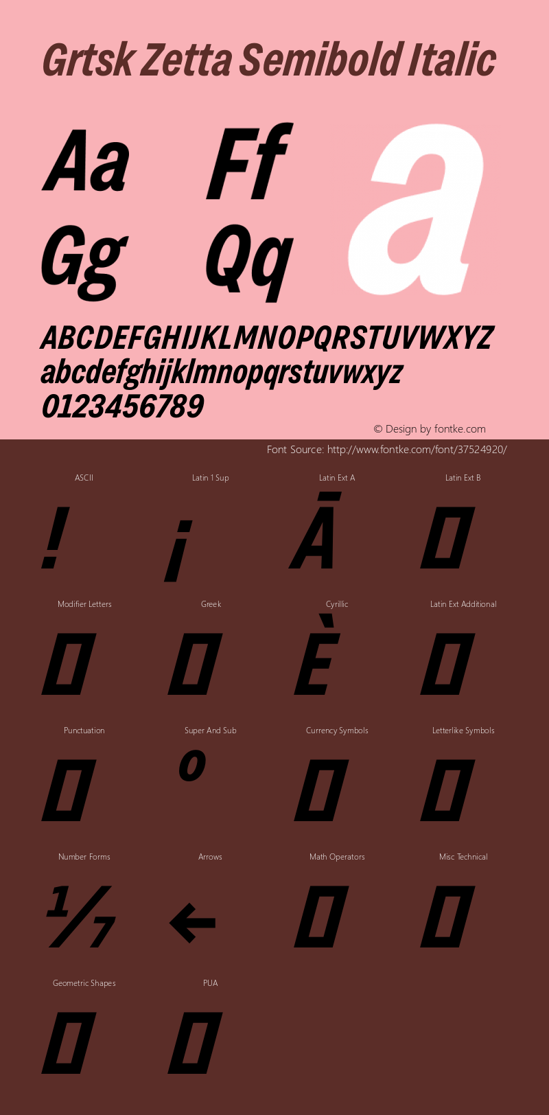 Grtsk Zetta Semibold Italic Version 1.000图片样张