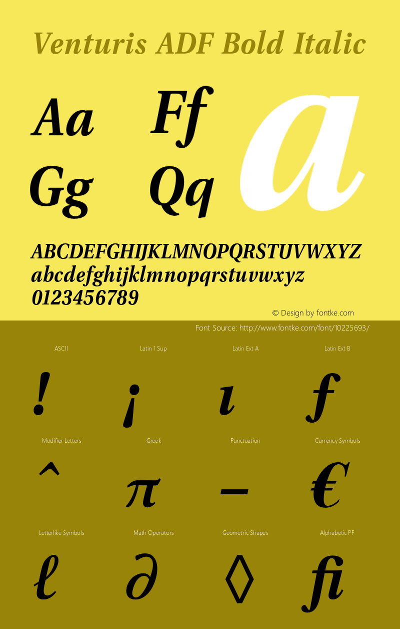 Venturis ADF Bold Italic Version 1.001;PS 1.003;Core 1.0.38;makeotf.lib1.6.5960图片样张