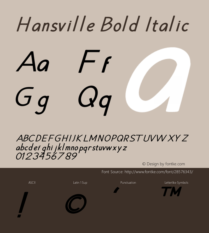 Hansville Bold Italic Version 1.003;Fontself Maker 3.1.1图片样张