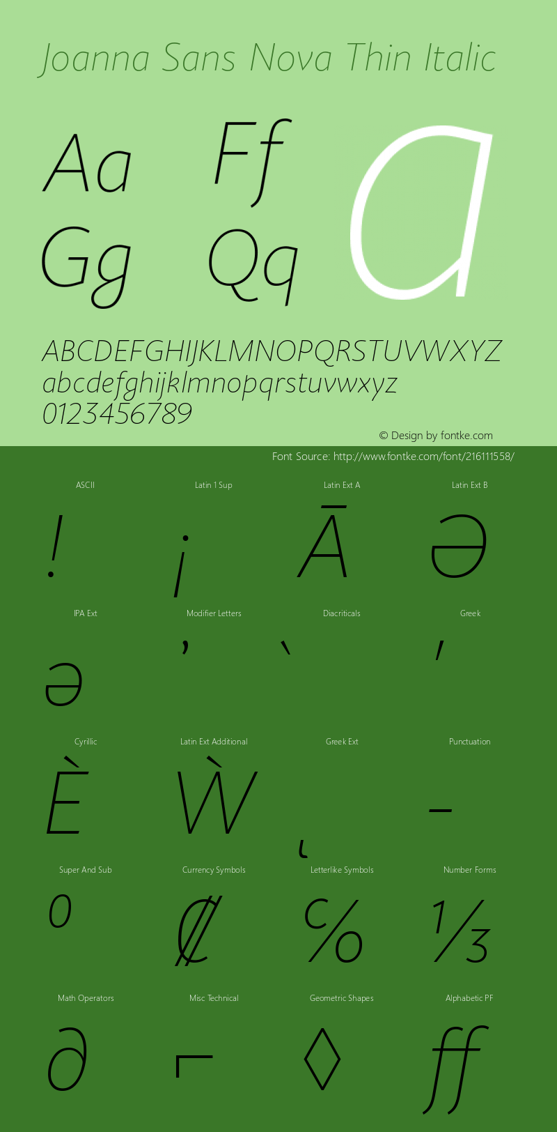 Joanna Sans Nova Thin Italic Version 1.00图片样张