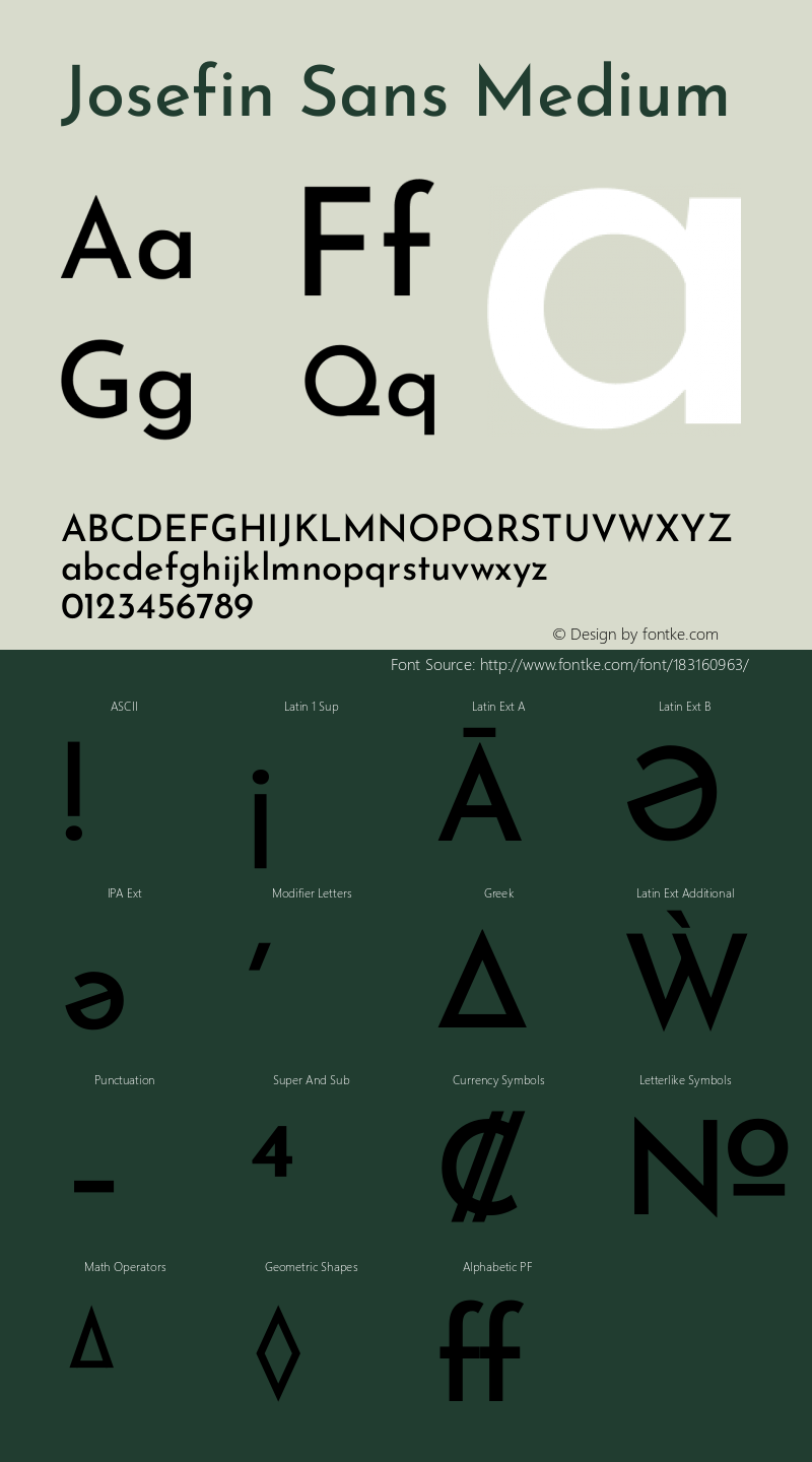 Josefin Sans Medium Version 2.001图片样张