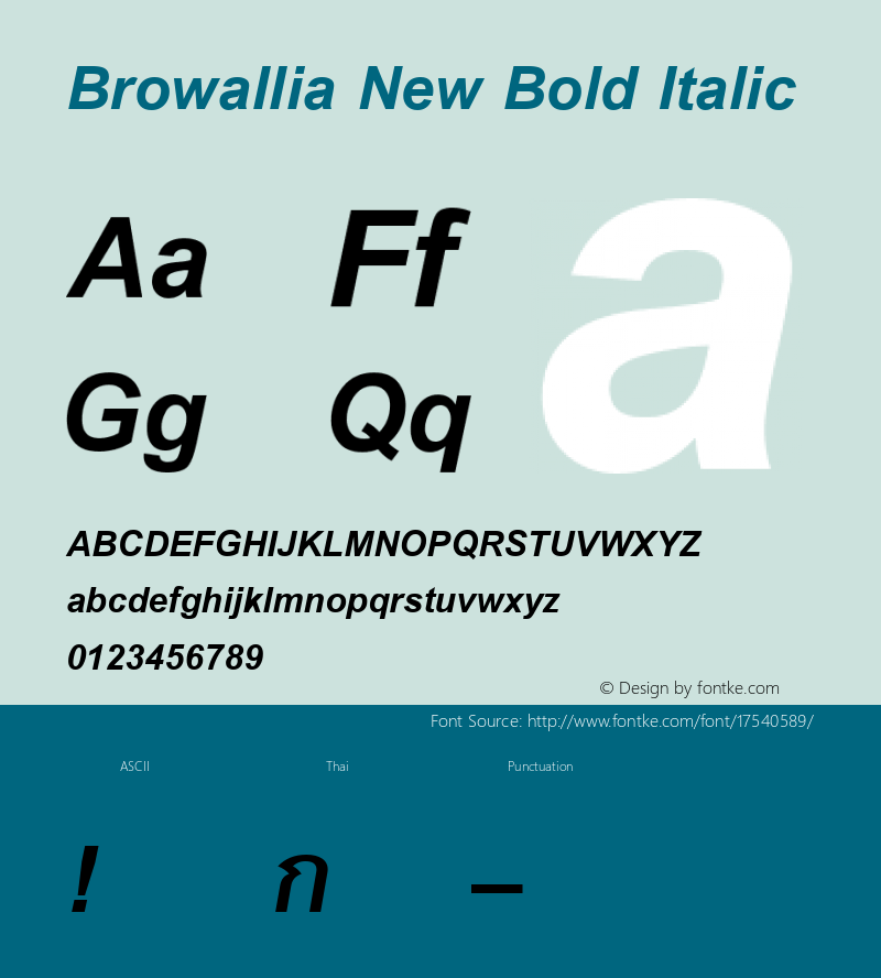 Browallia New Bold Italic Version 2.1 - July 1995图片样张