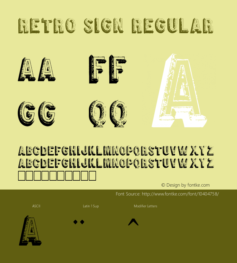 Retro sign Regular Version 1.00 December 12, 2010, initial release图片样张