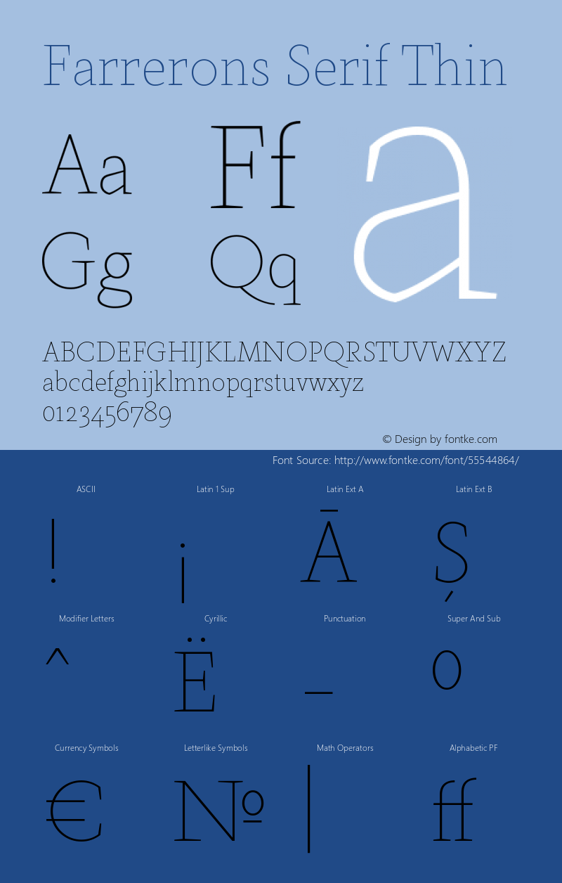 Farrerons Serif Thin Version 1.001; Fonts for Free; vk.com/fontsforfree图片样张