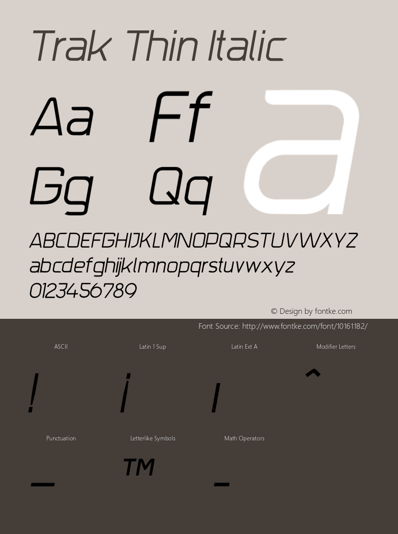 Trak Thin Italic 001.000图片样张