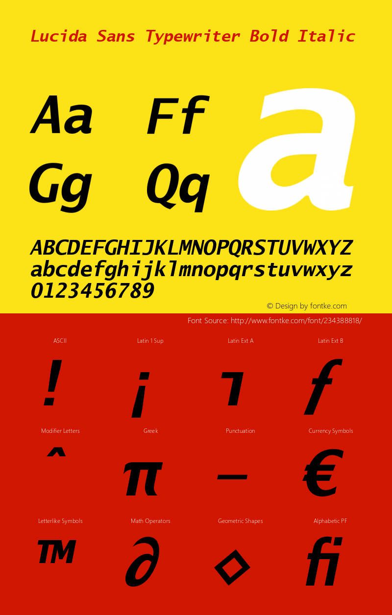 Lucida Sans Typewriter Bold Italic Version 1.00图片样张