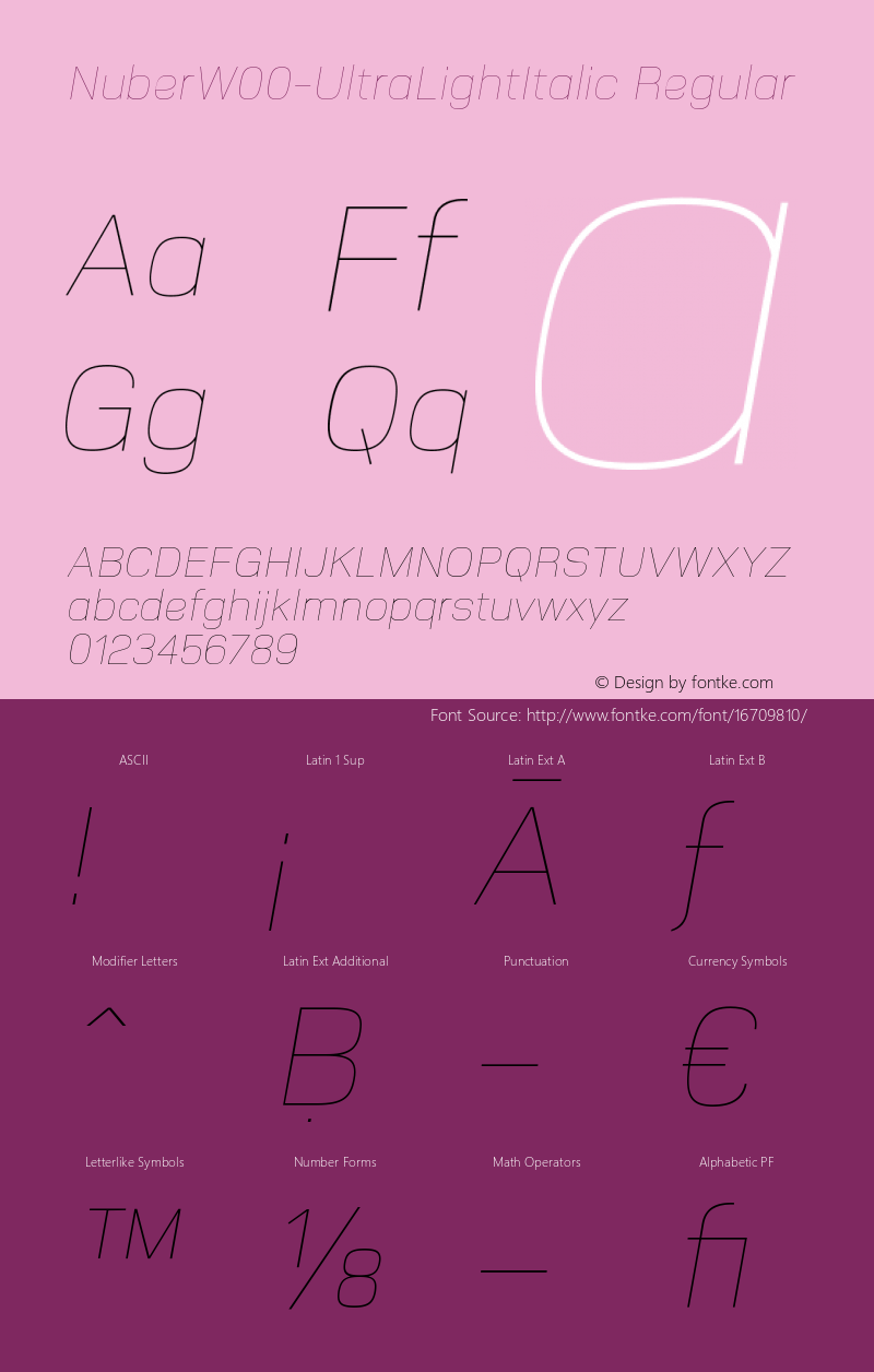 NuberW00-UltraLightItalic Regular Version 1.00图片样张