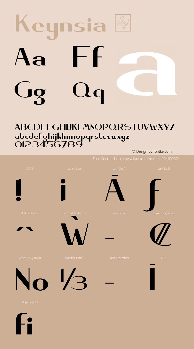 ☞Keynsia Version 1.000 2009 initial release;com.myfonts.easy.gatf.keynsia.regular.wfkit2.version.3eGe图片样张