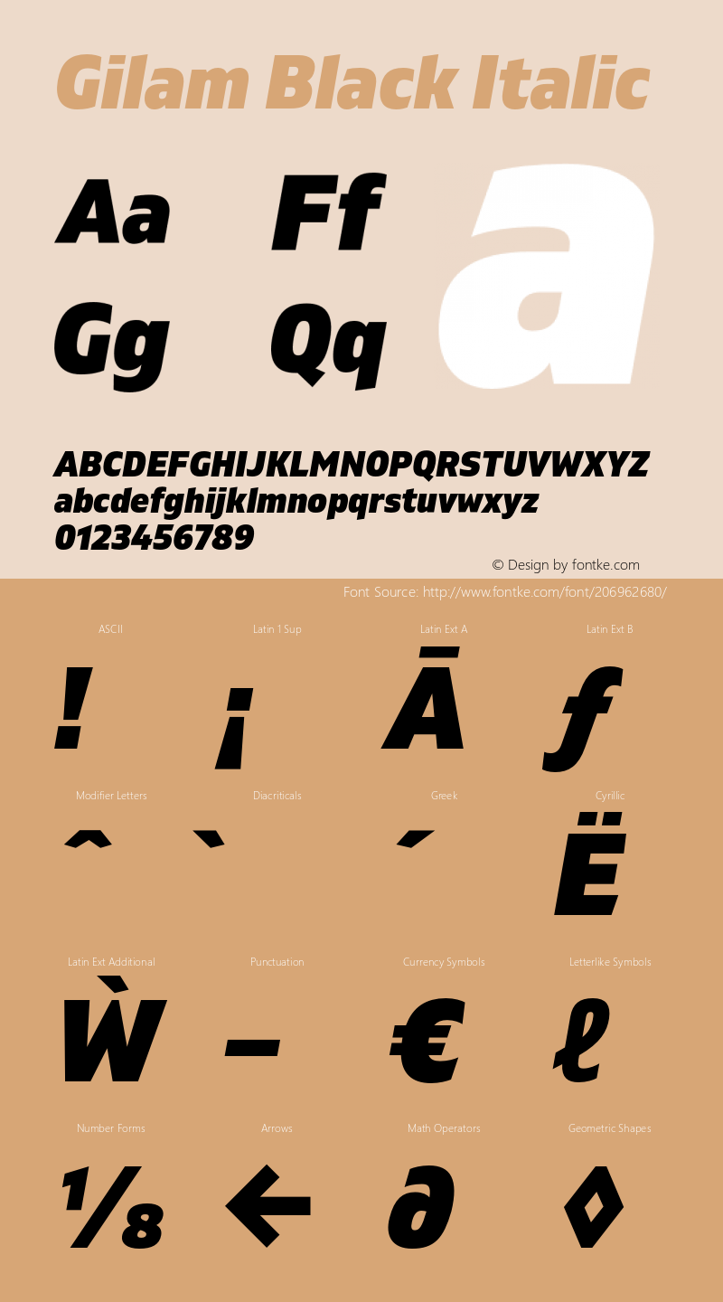 Gilam Black Italic Version 1.000;PS 001.000;hotconv 1.0.88;makeotf.lib2.5.64775图片样张