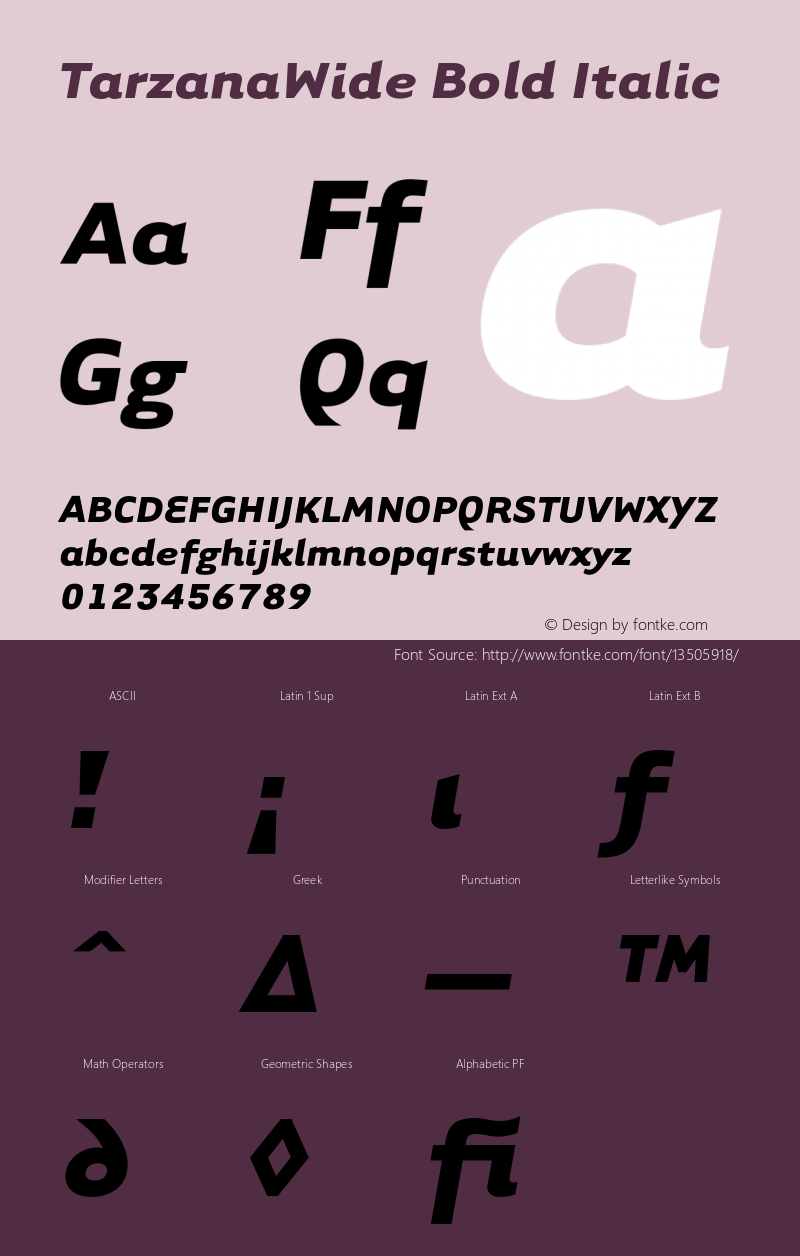 TarzanaWide Bold Italic 001.000图片样张