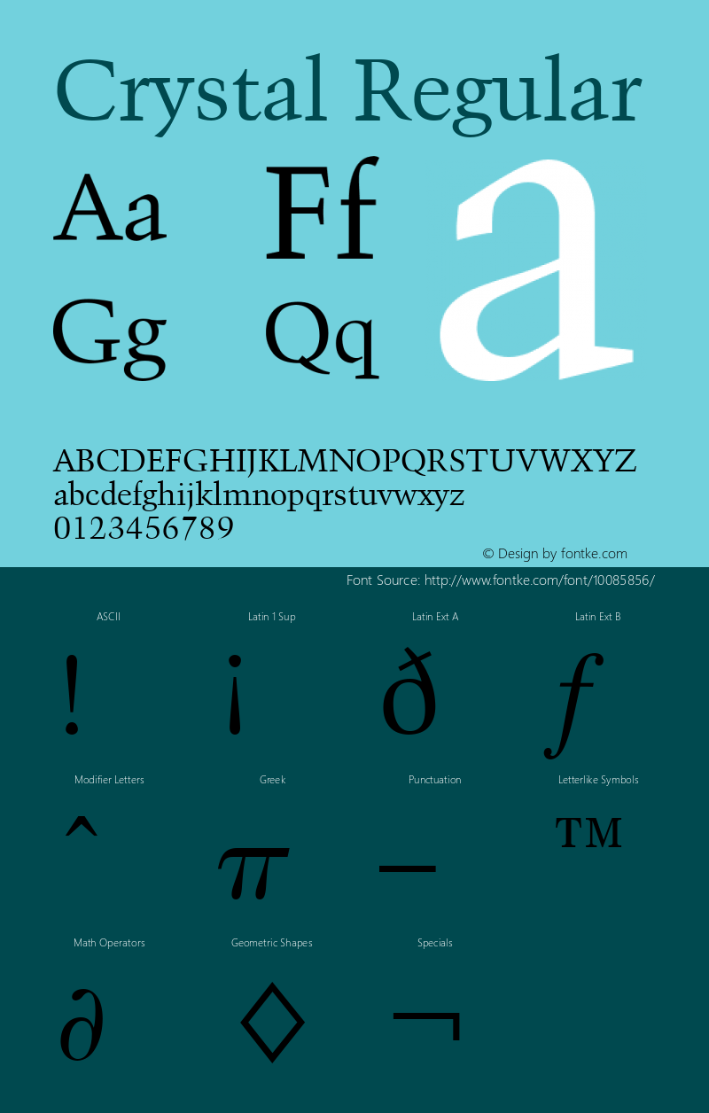 Crystal Regular Font Version 2.6; Converter Version 1.10图片样张