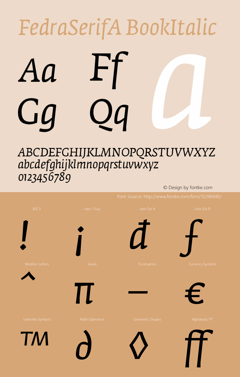 FedraSerifA BookItalic Version 001.000图片样张