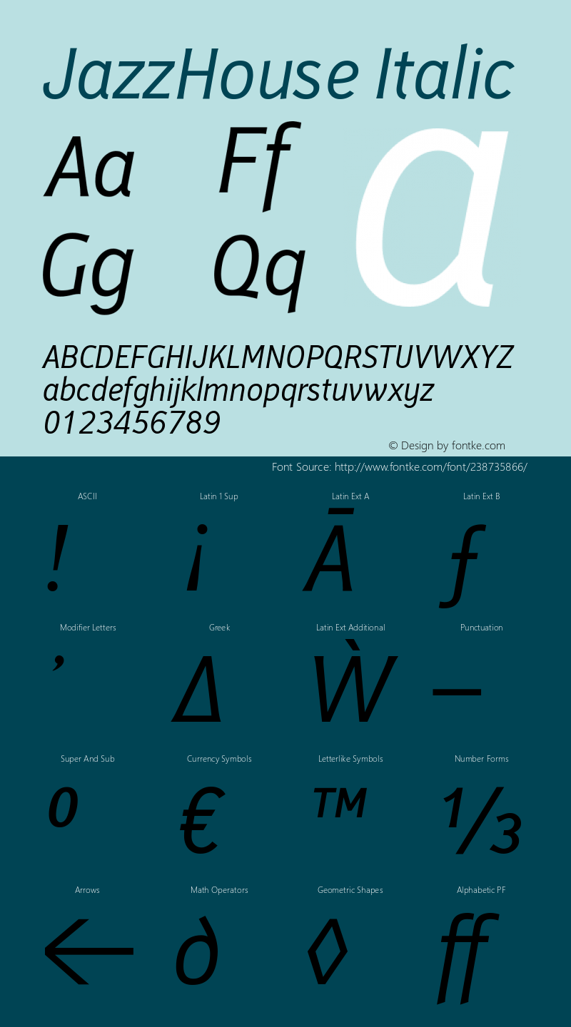 JazzHouse Italic Version 1.002图片样张