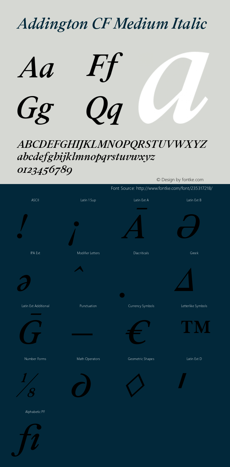 Addington CF Medium Italic Version 2.000;FEAKit 1.0图片样张