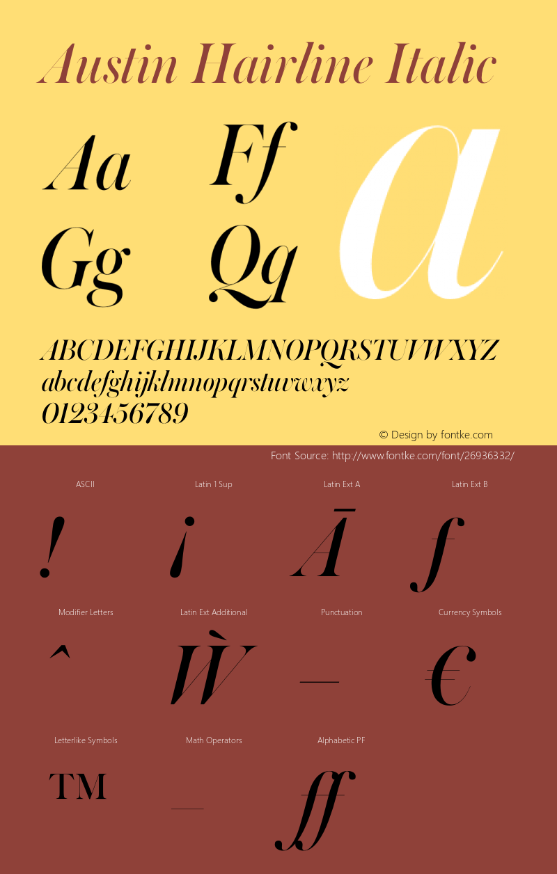 Austin Hairline Italic Version 1.002;September 17, 2018;FontCreator 11.5.0.2421 64-bit图片样张