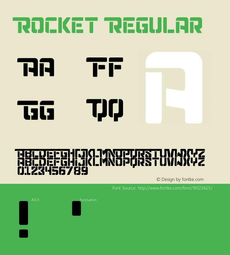 Rocket Regular Version 1.000;PS 001.000;hotconv 1.0.88;makeotf.lib2.5.64775图片样张