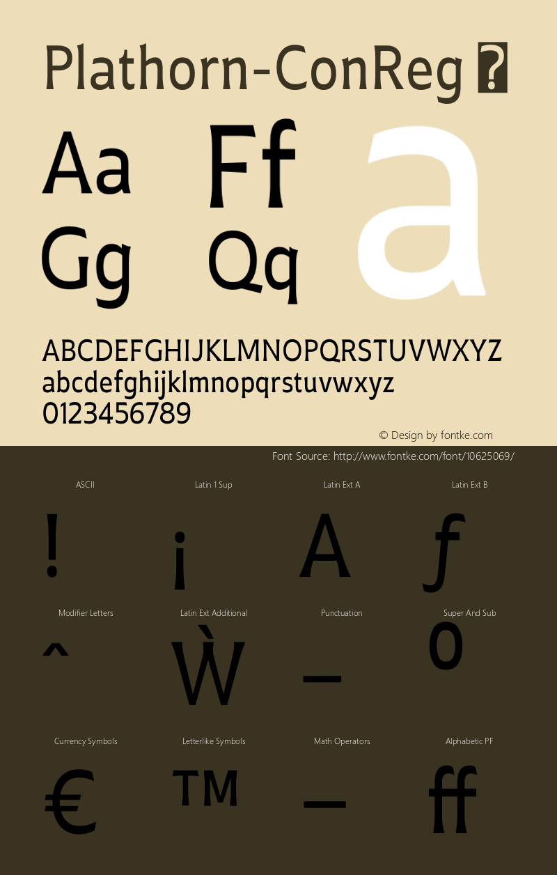 Plathorn-ConReg ☞ Version 1.000;com.myfonts.easy.insigne.plathorn.condensed-regular.wfkit2.version.4e37图片样张