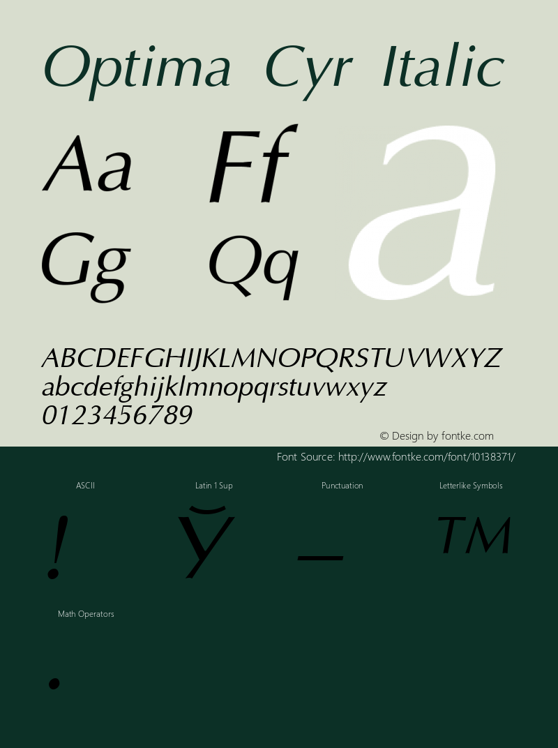 Optima Cyr Italic 001.000图片样张