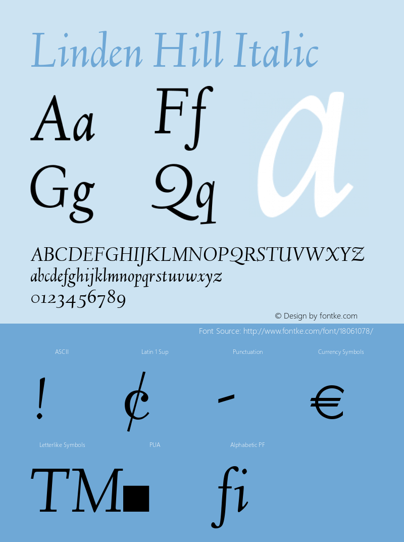 Linden Hill Italic Version 1.2图片样张