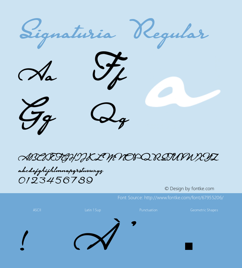 Signaturia Regular Version 1.012;Fontself Maker 3.5.1图片样张