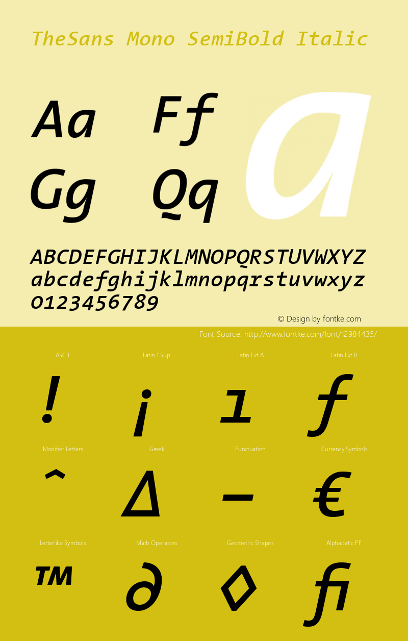 TheSans Mono SemiBold Italic 001.000图片样张