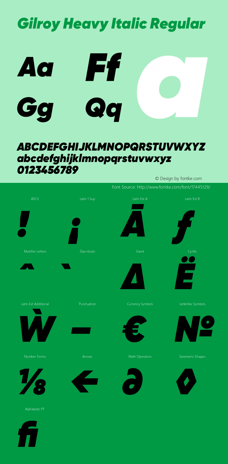 Gilroy Heavy Italic Regular Version 1.000;PS 001.000;hotconv 1.0.88;makeotf.lib2.5.64775图片样张