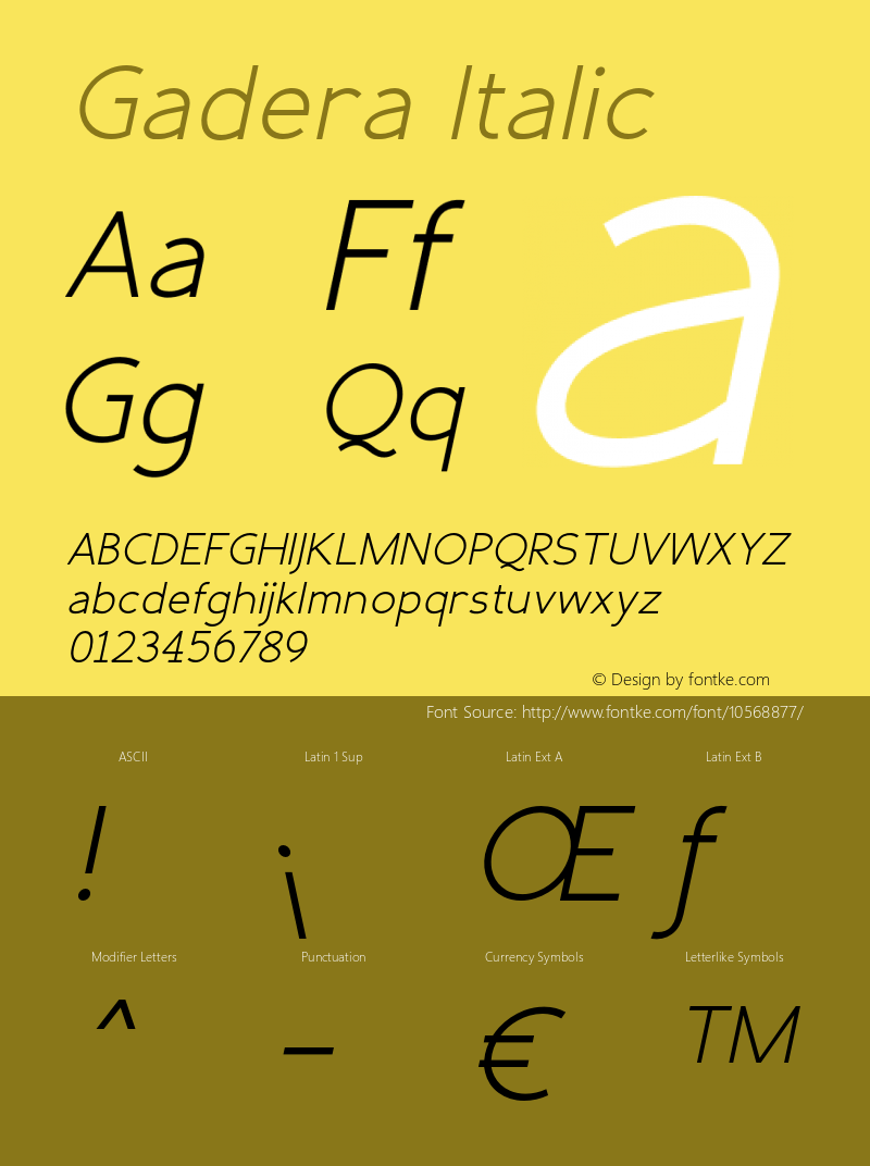 Gadera Italic Version 1.000图片样张