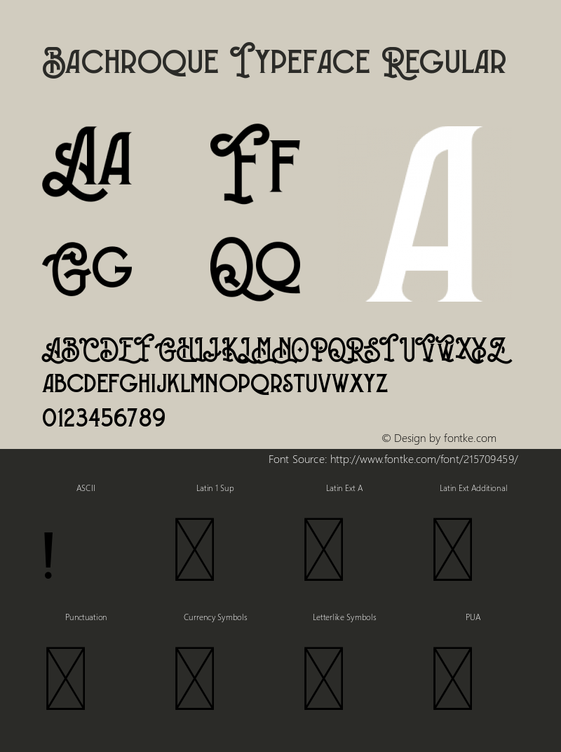 Bachroque Typeface Version 1.029;Fontself Maker 3.5.4图片样张