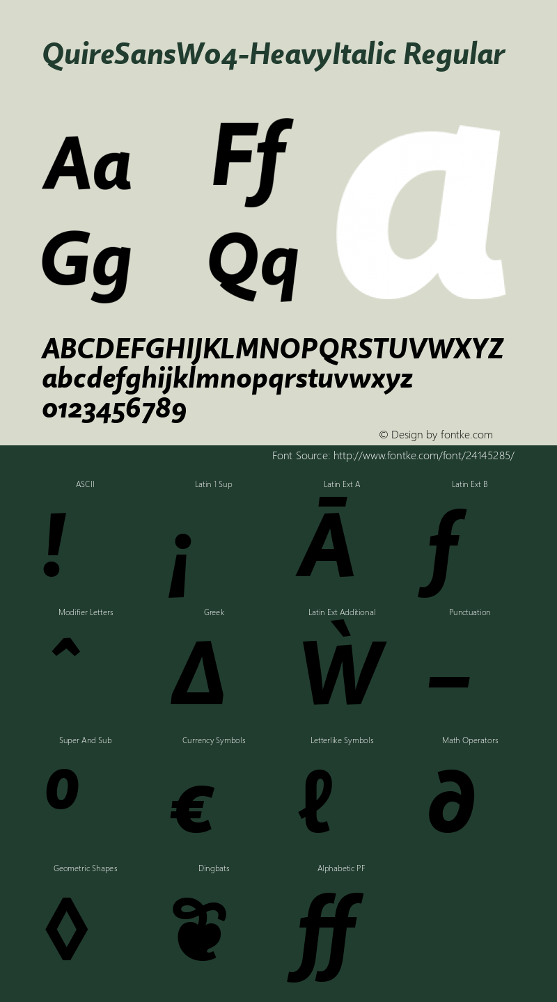 Quire Sans W04 Heavy Italic Version 1.00图片样张