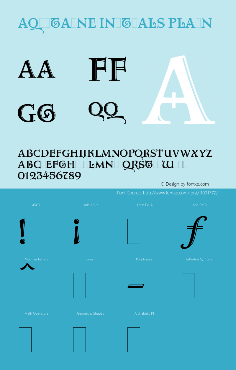 Aquitaine Initials Plain Version 001.000图片样张