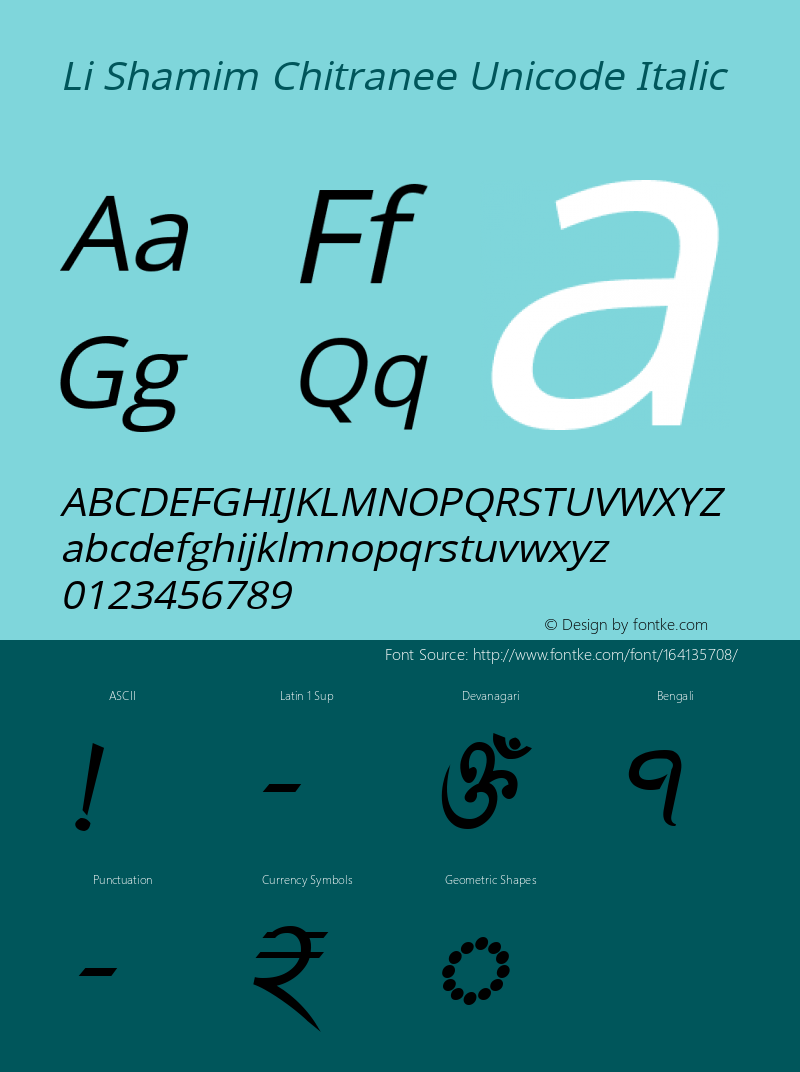 Li Shamim Chitranee Unicode Italic 1.00 | Designed by Md. Shamim Hossain | Build by Niladri Shekhar Bala图片样张