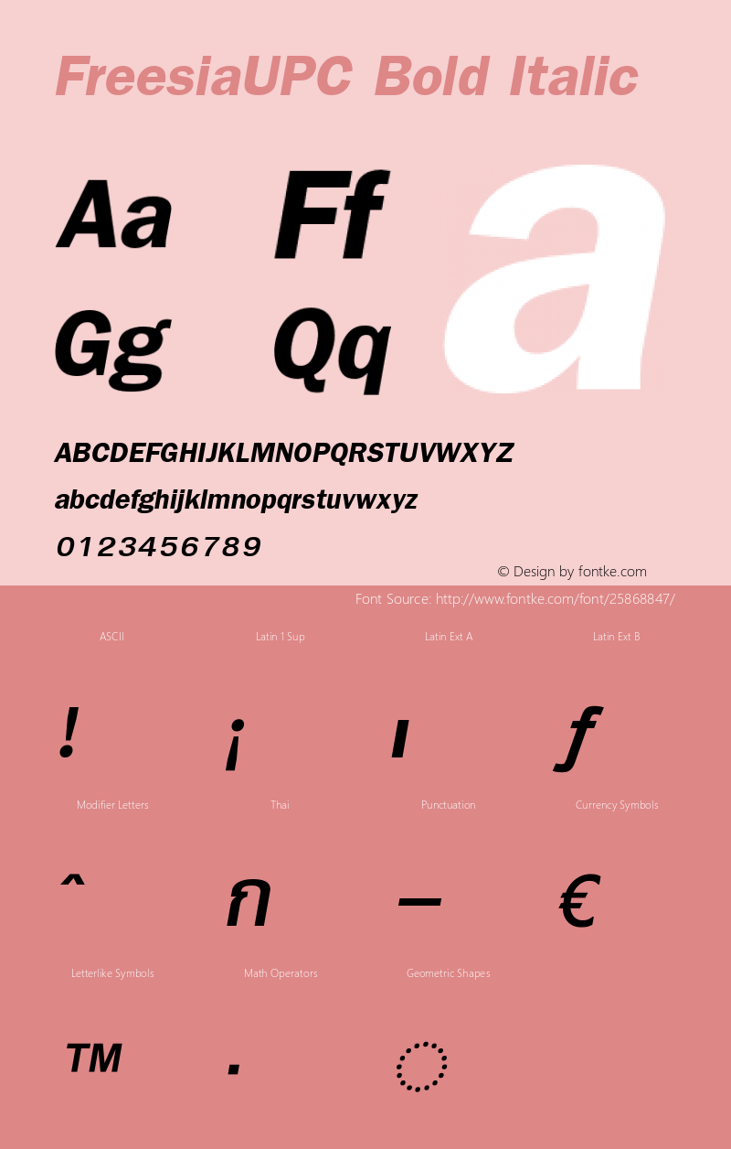 FreesiaUPC Bold Italic Version 5.05图片样张