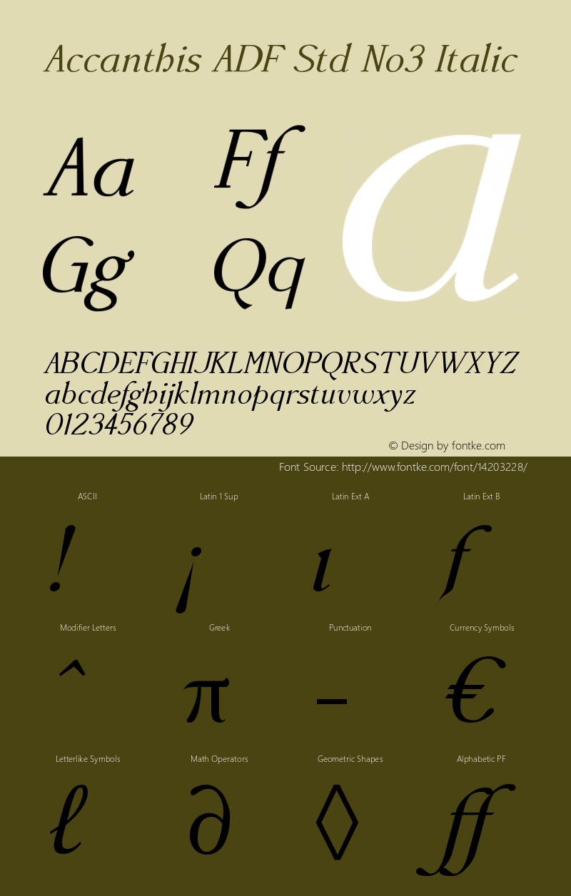 Accanthis ADF Std No3 Italic Version 1.008图片样张