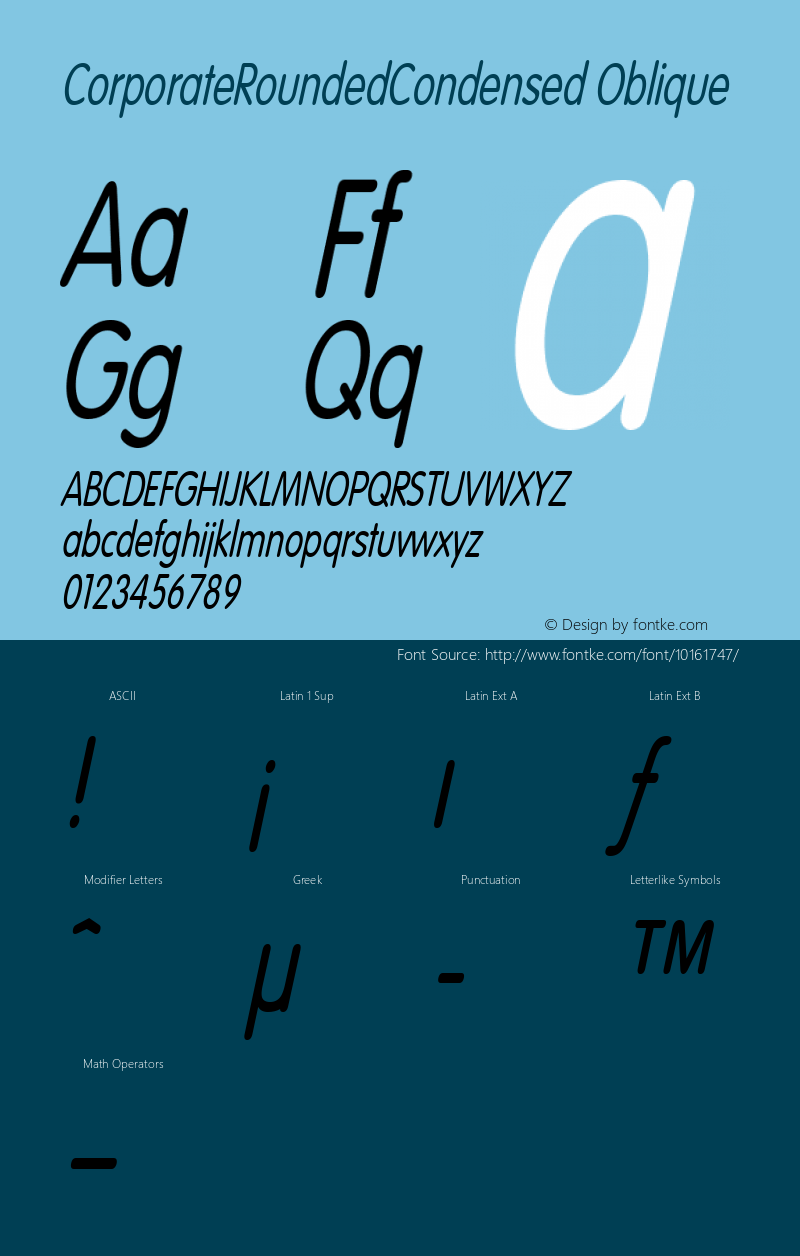 CorporateRoundedCondensed Oblique Rev. 003.000图片样张