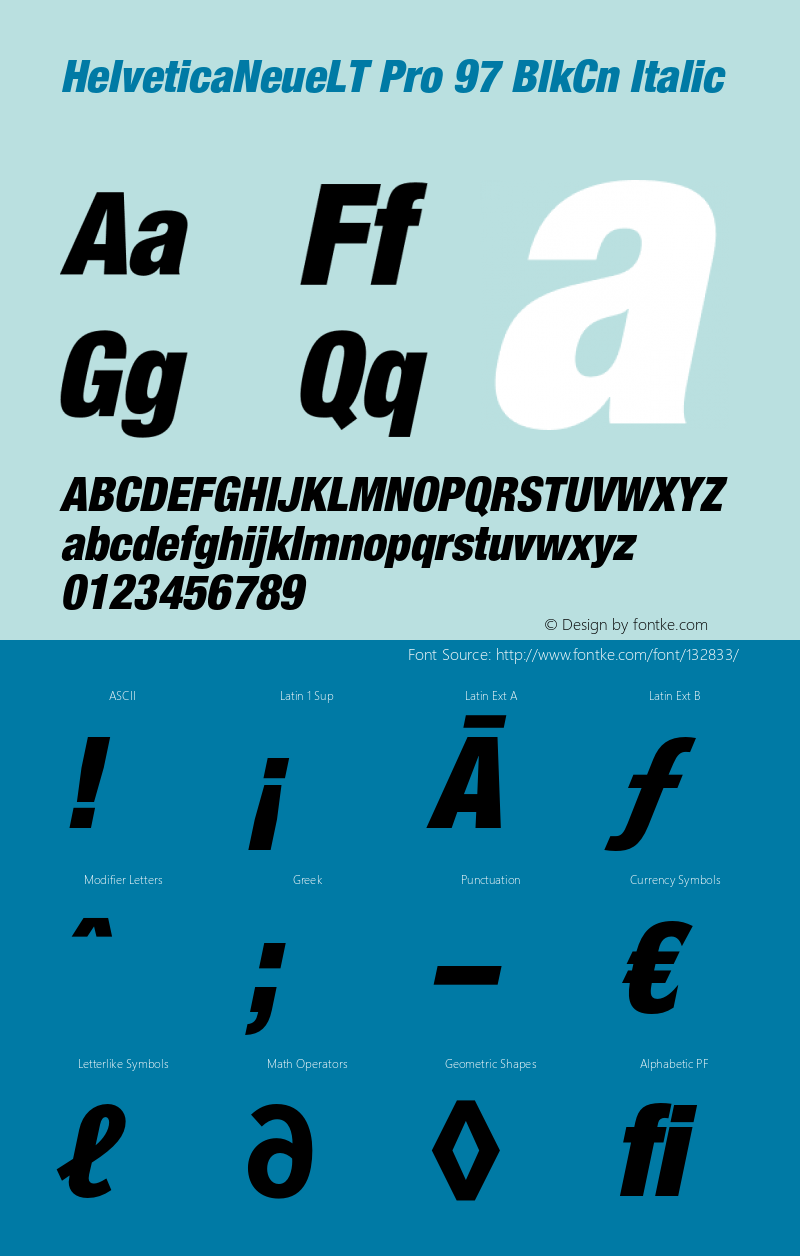HelveticaNeueLT Pro 97 BlkCn Italic Version 1.000;PS 001.000;Core 1.0.38图片样张