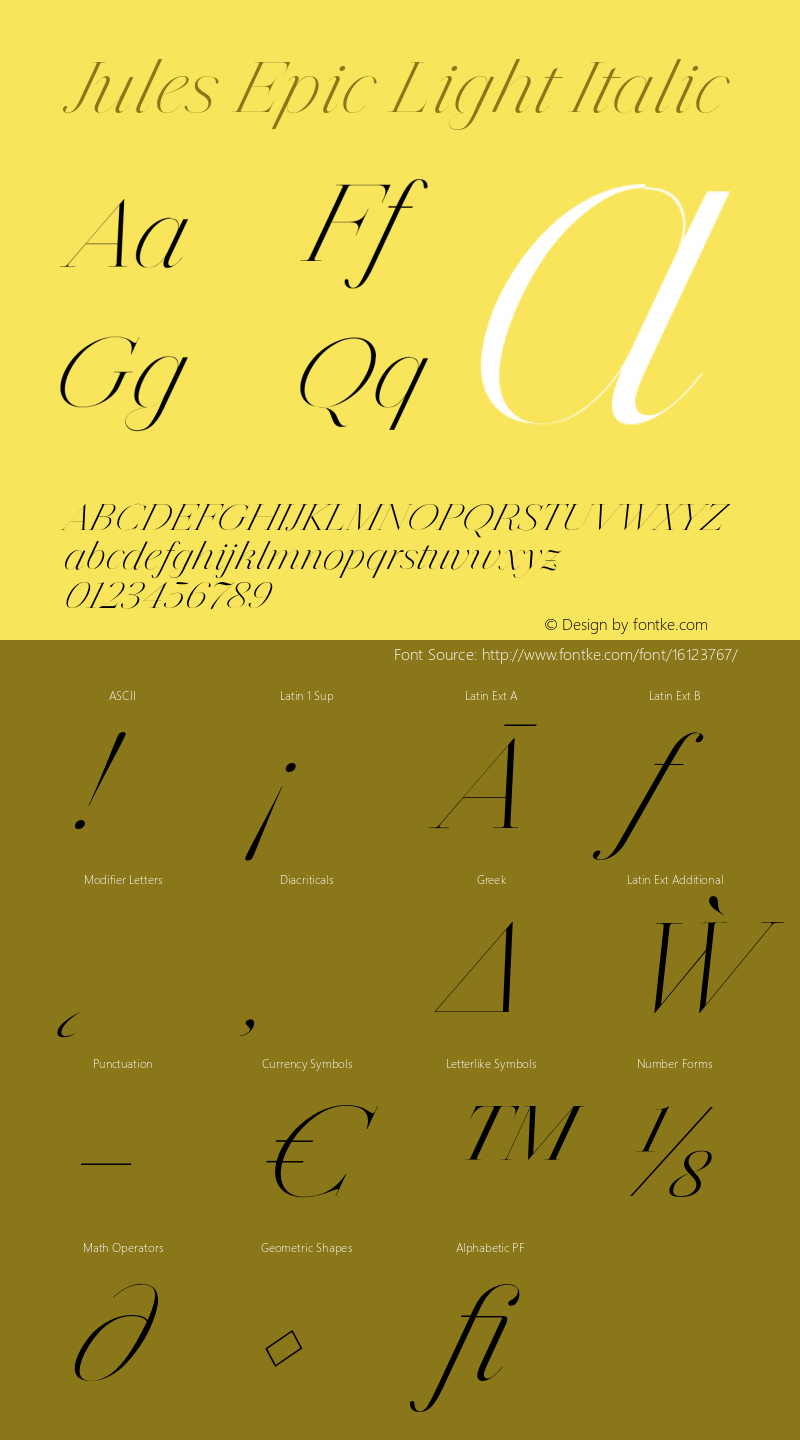 Jules Epic Light Italic Version 1.000图片样张