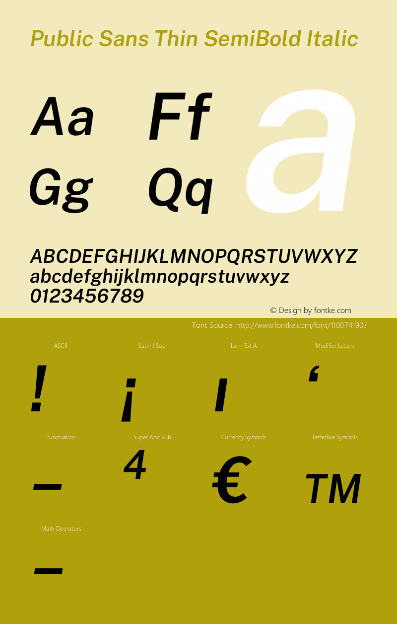 Public Sans Thin SemiBold Italic Version 1.007图片样张