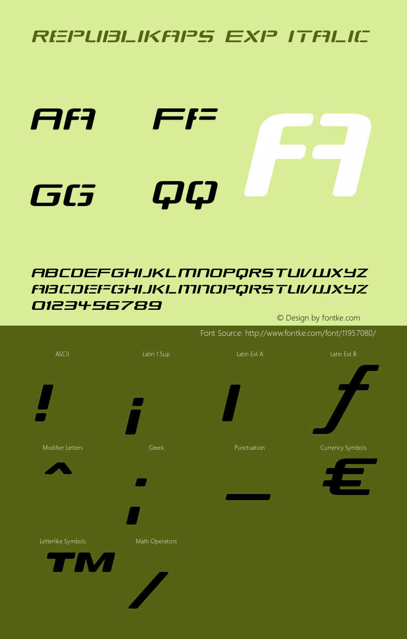 Republikaps Exp Italic Version 1.0; 2000; initial release图片样张