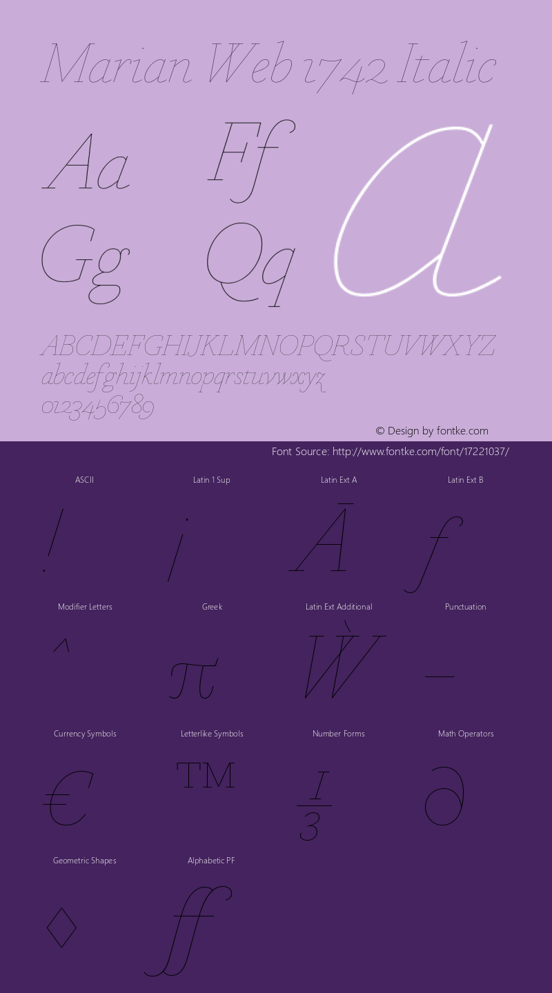 Marian Web 1742 Italic Version 1.1 2015图片样张