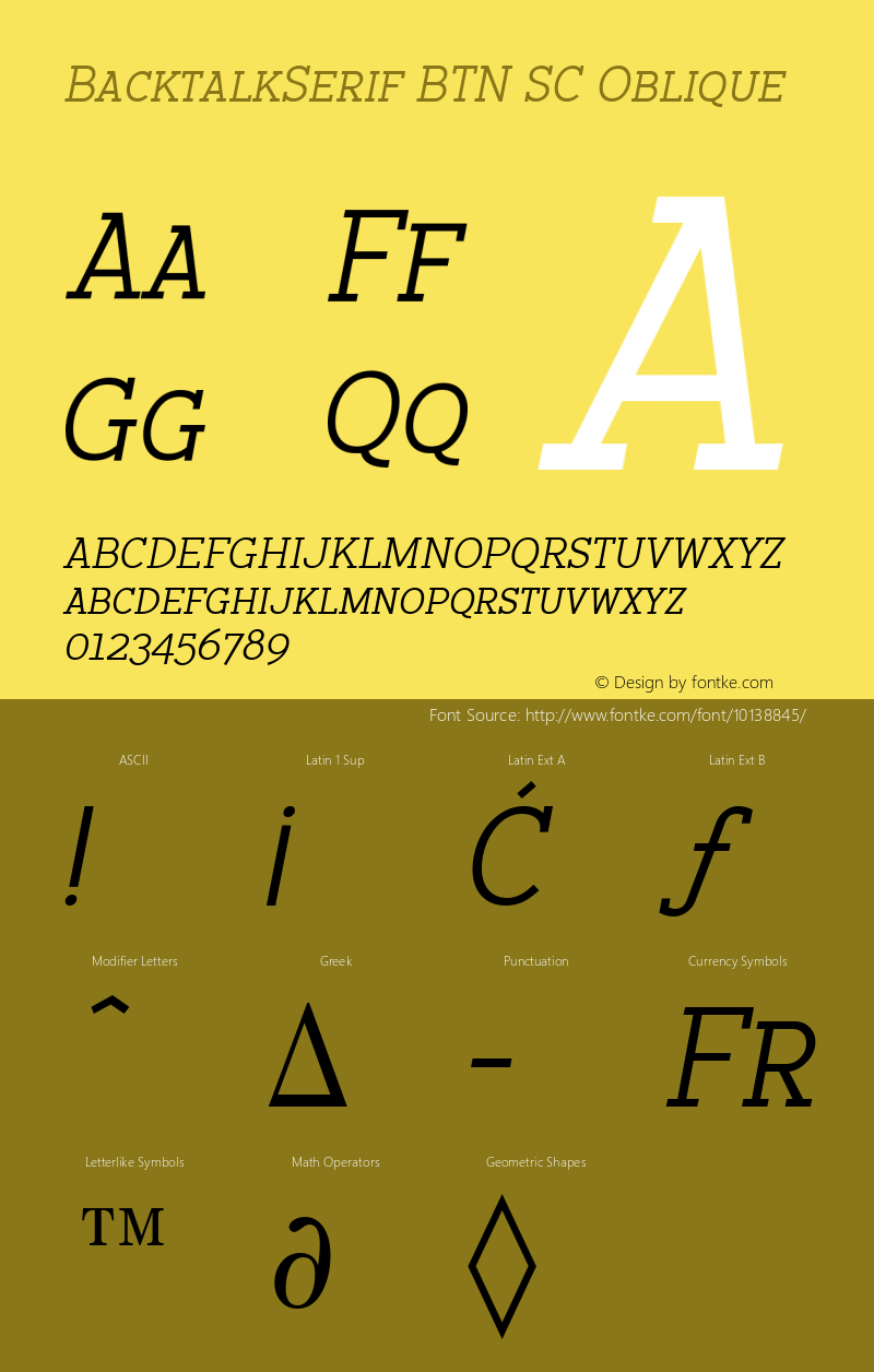 BacktalkSerif BTN SC Oblique Version 1.00图片样张