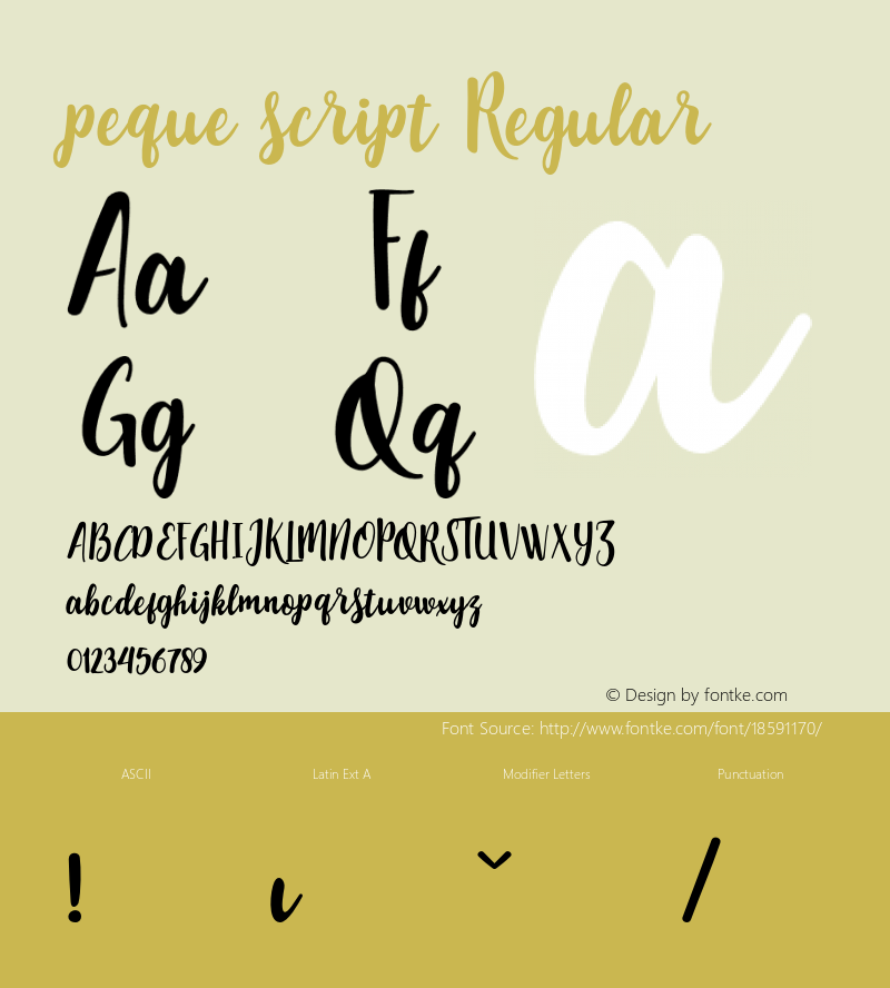 peque script Regular Version 1.000图片样张