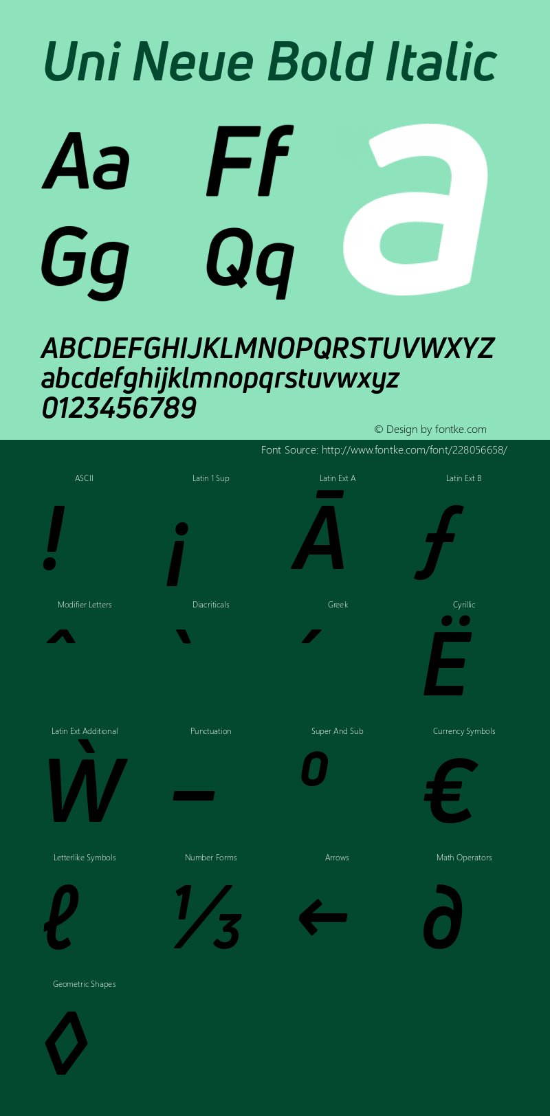 UniNeueBold-Italic Version 1.0图片样张