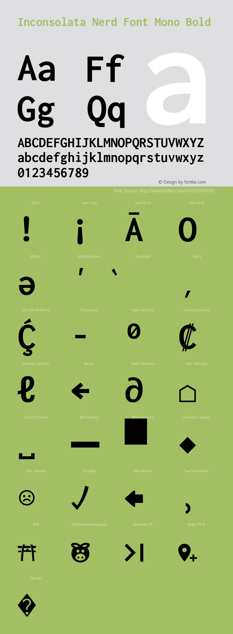 Inconsolata Bold Nerd Font Complete Mono Version 2.012图片样张