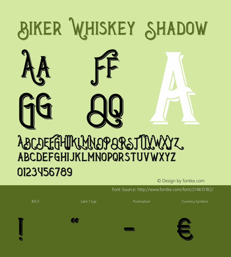 Biker Whiskey Shadow Version 1.00;March 14, 2019;FontCreator 11.5.0.2427 64-bit图片样张