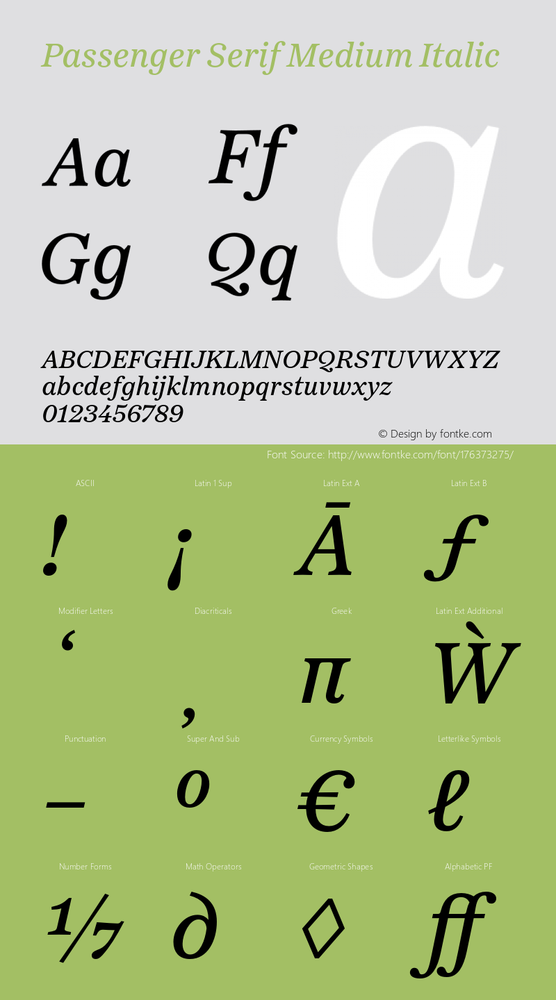 Passenger Serif Medium Italic Version 1.0图片样张