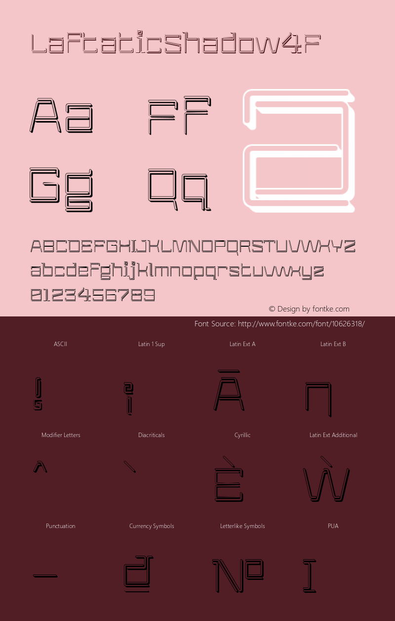 LaftaticShadow4F ☞ 1.0;com.myfonts.4thfebruary.laftatic-4f.shadow.wfkit2.3kmV图片样张