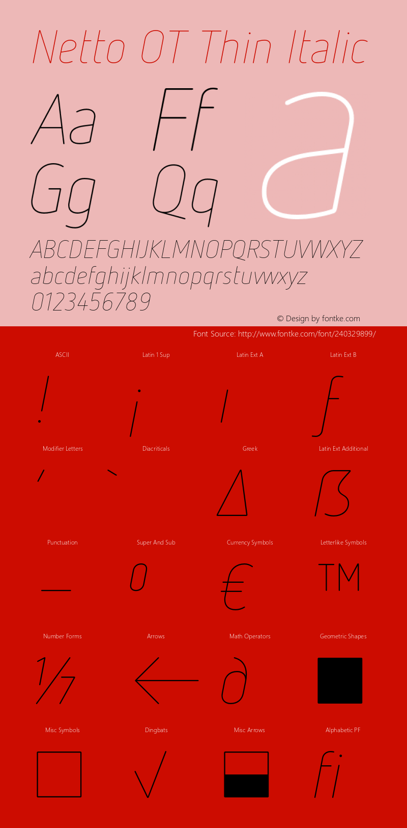 Netto OT Thin Italic Version 7.600, build 1027, FoPs, FL 5.04图片样张