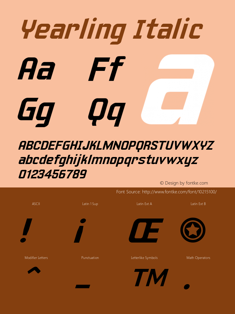 Yearling Italic Version 1.00图片样张