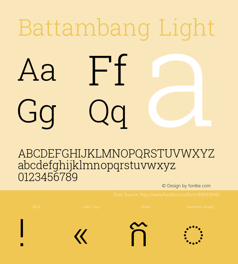 Battambang Light Version 8.002; ttfautohint (v1.8.3)图片样张