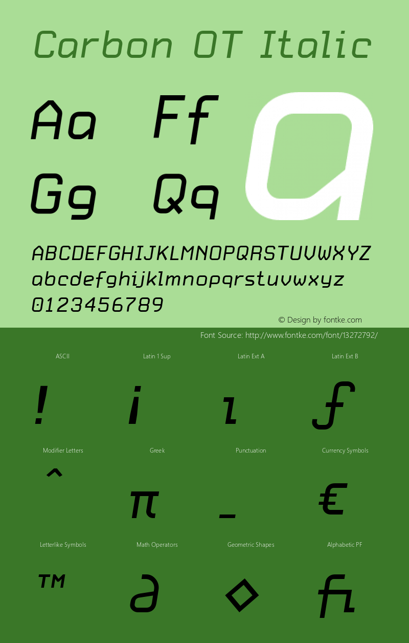 Carbon OT Italic Version 1.100 2003图片样张